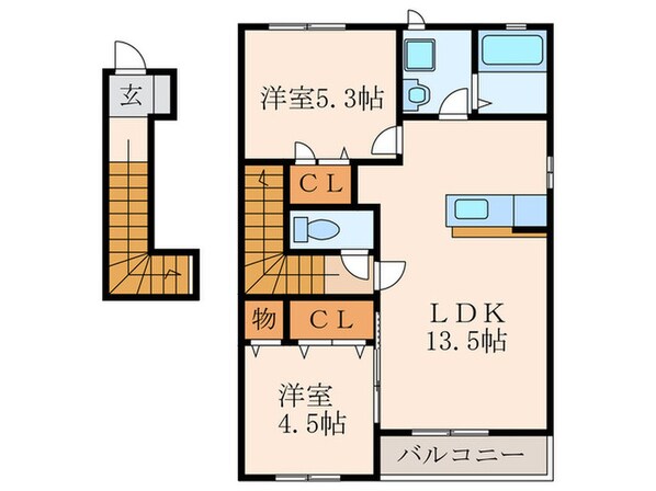 ベルリードひびきのＡの物件間取画像